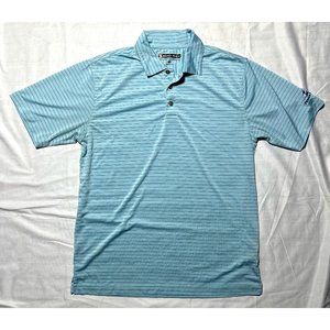 Men's Medium Pebble Beach Short Sleeve Polo Shirt, Dry-Luxe Performance Sky Blue